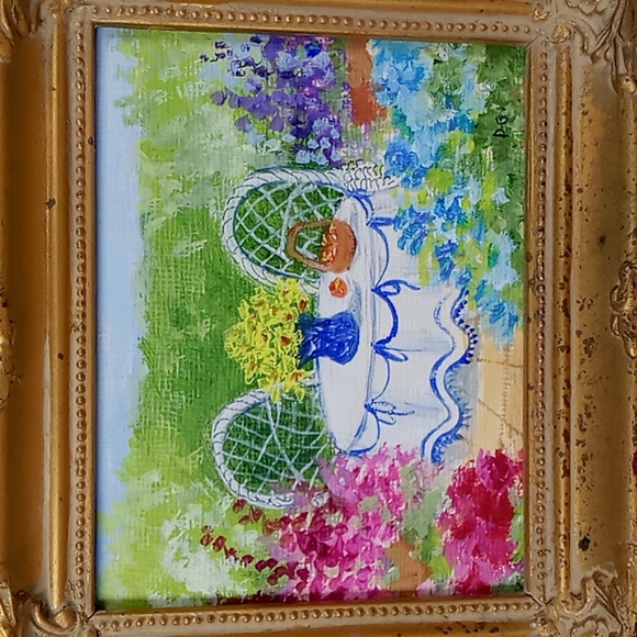 Original Framed Mini Watercolor Artwork by: Dorothy Lloyd Griffiths Garden Table - Picture 2 of 16